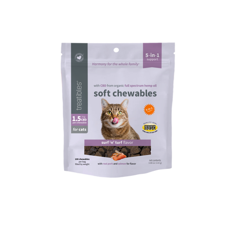 Treatibles FOR CATS: REGULAR STRENGTH Soft Chewables 1.5mg CBD Infused Soft Chews for Cats