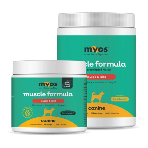 MYOS CANINE MUSCLE with GREEN LIP MUSCLE 120 scoop CANISTER TO REDUCE MUSCLE LOSS AND BUILD MUSCLE