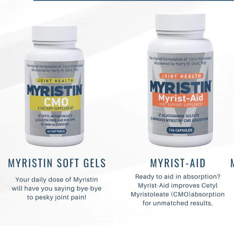 Myristin® and Myrist-Aid Hip and Joint Health Supplement COMBOS for pets and people