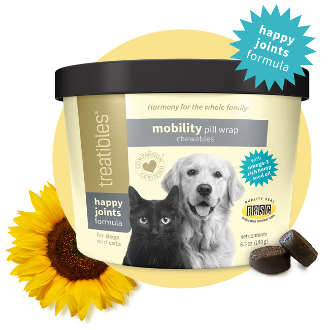 Treatibles Happy Joints Mobility Pill Wrap Chewables For Dogs and Cats - CBD-Free