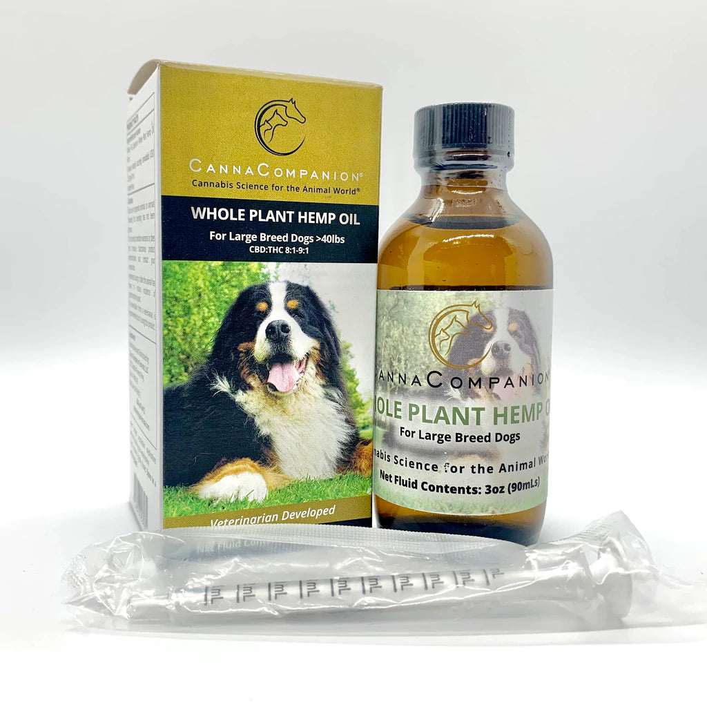 Canna Companion™ Whole Plant Hemp Oil for Large/Extra Large Dogs over 40lbs- 90ML/3oz bottle with syringe