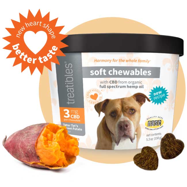 Treatibles® FOR DOGS: 3MG CBD Sweet Potato CBD FULL SPECTRUM Soft Chews