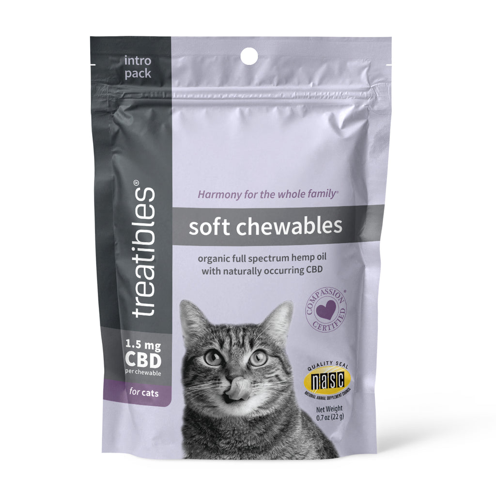 Treatibles FOR CATS:  REGULAR STRENGTH 1.5mg CBD Infused Soft Chews for Cats
